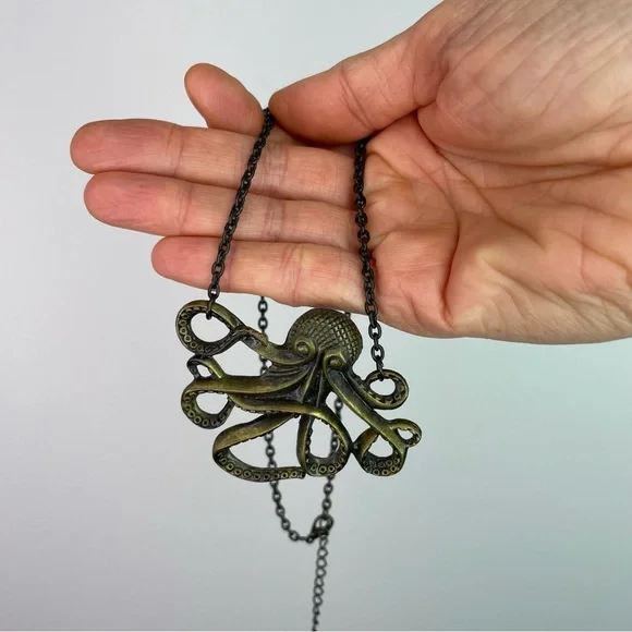 Brass Octopus Chain Necklace - Picture 3 of 12